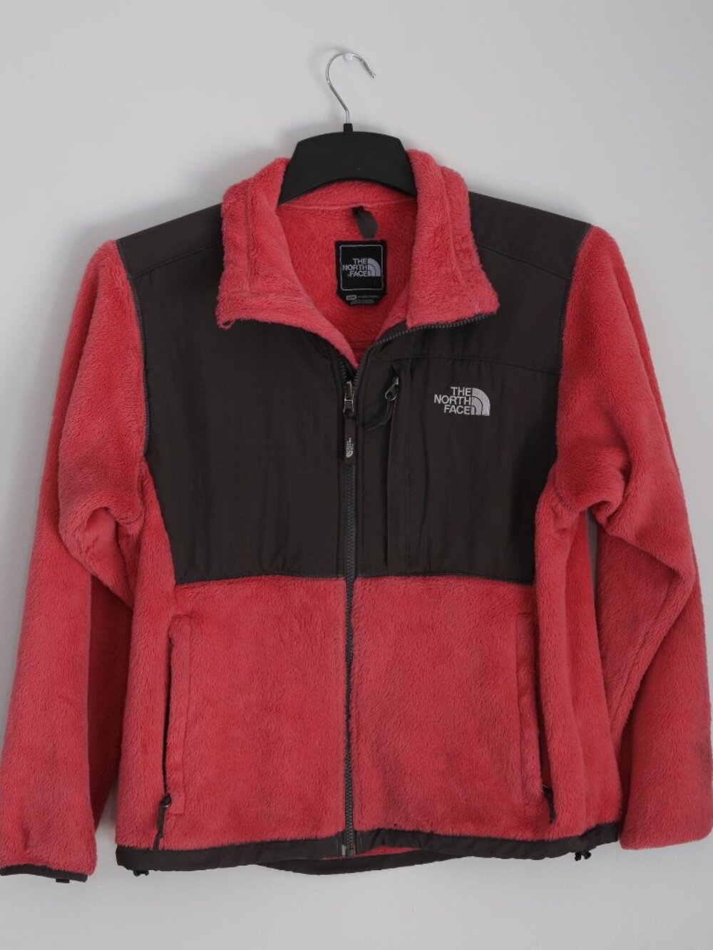 The North Face Womens Medium Fleece Jacket Pink Black Full Zip Plush